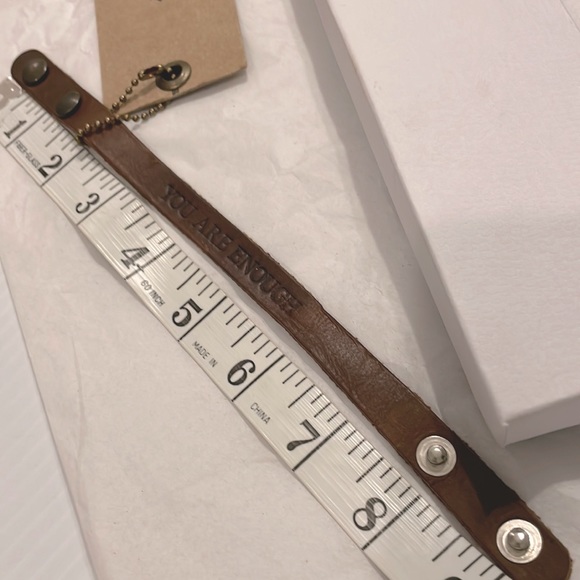 Oak River Genuine Leather “You Are Enough” Leather adjustable bracelet unisex - Picture 3 of 11